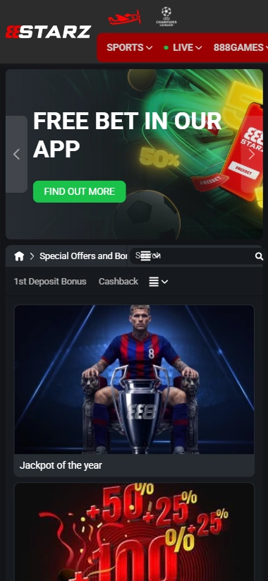 888Starz Special Offers and Bonuses page